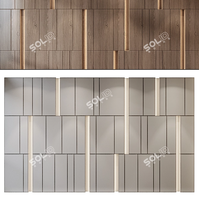 Natural Wood Wall Panel 086 3D model image 2