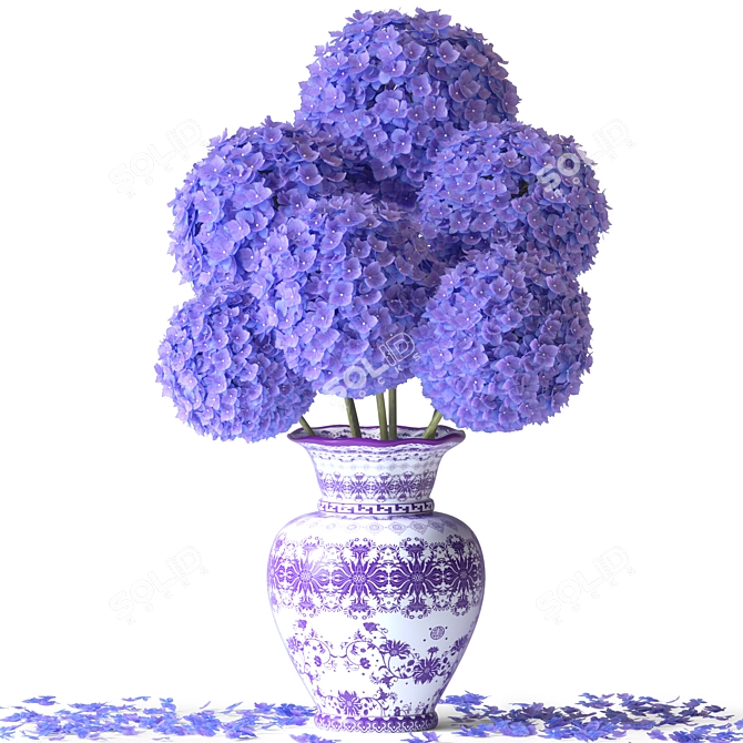 Elegant Floral Hydrangea Décor Ensemble 3D model image 1