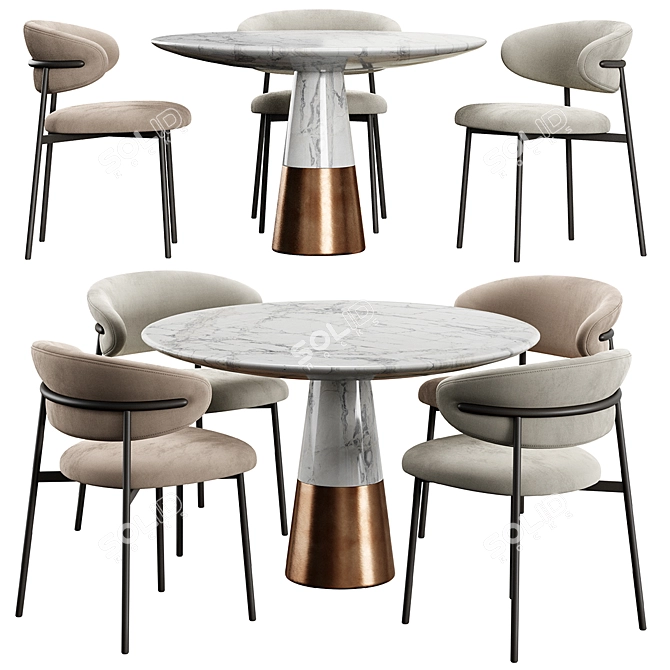 Vex Marble Table: Elegant Design 3D model image 1