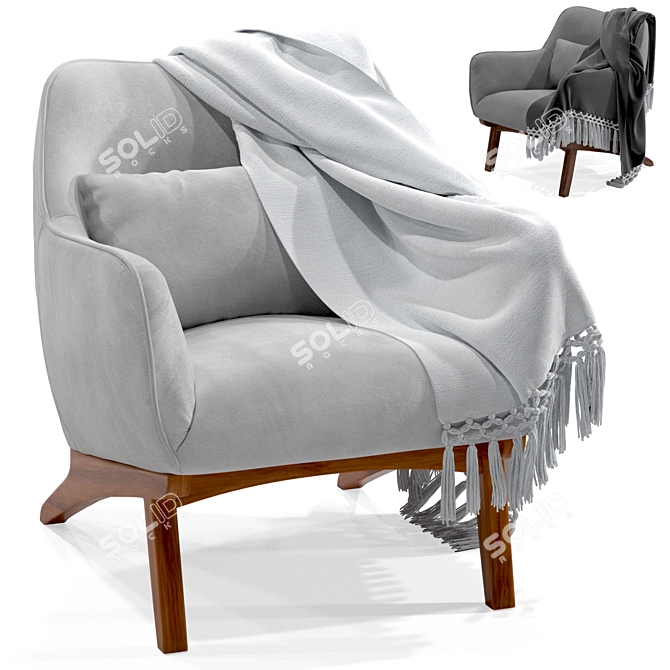 Cozy Chair with Throw 3D model image 1