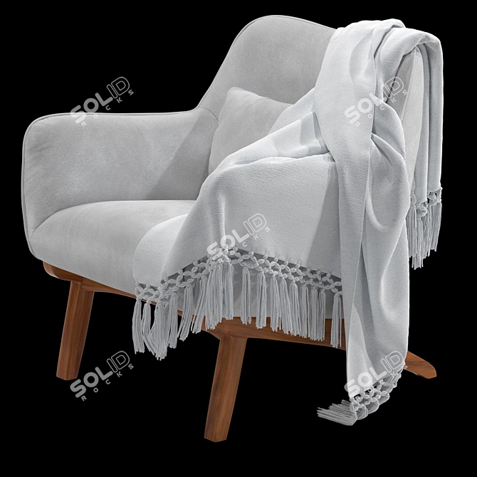 Cozy Chair with Throw 3D model image 3