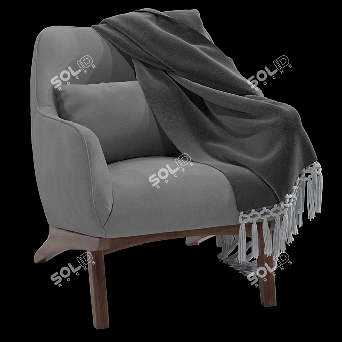 Cozy Chair with Throw 3D model image 4