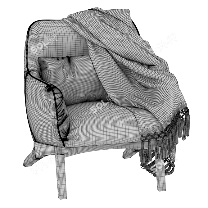 Cozy Chair with Throw 3D model image 5