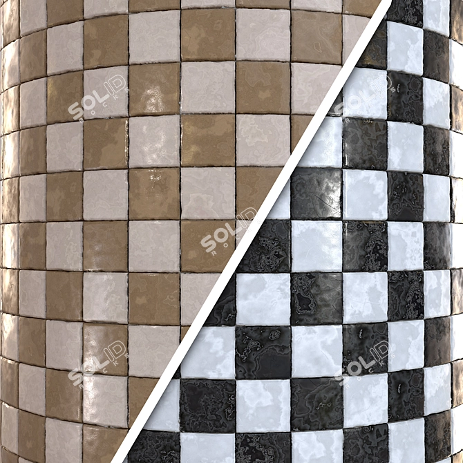 Seamless Checkerboard Tile PBR Texture 3D model image 2