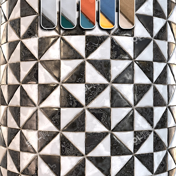 Checkerboard Tile PBR Texture Set 3D model image 1