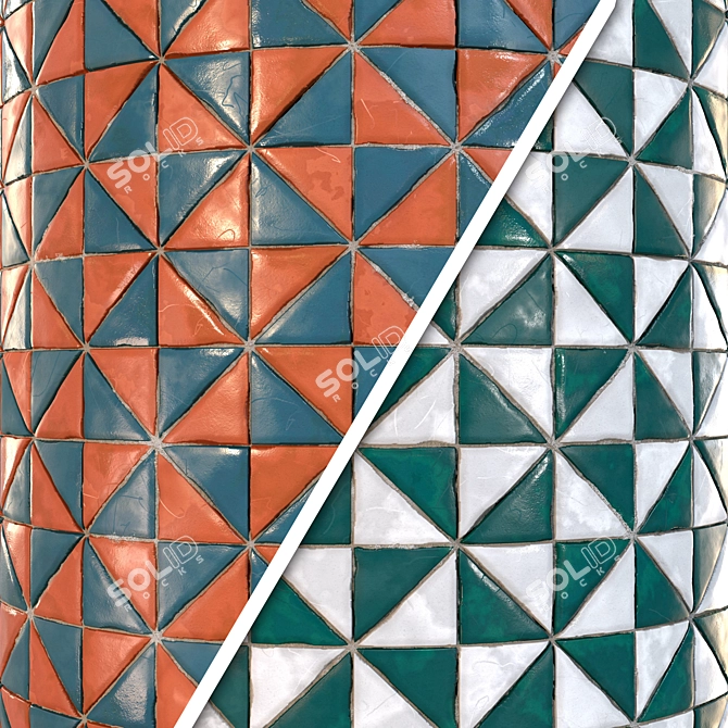 Checkerboard Tile PBR Texture Set 3D model image 2