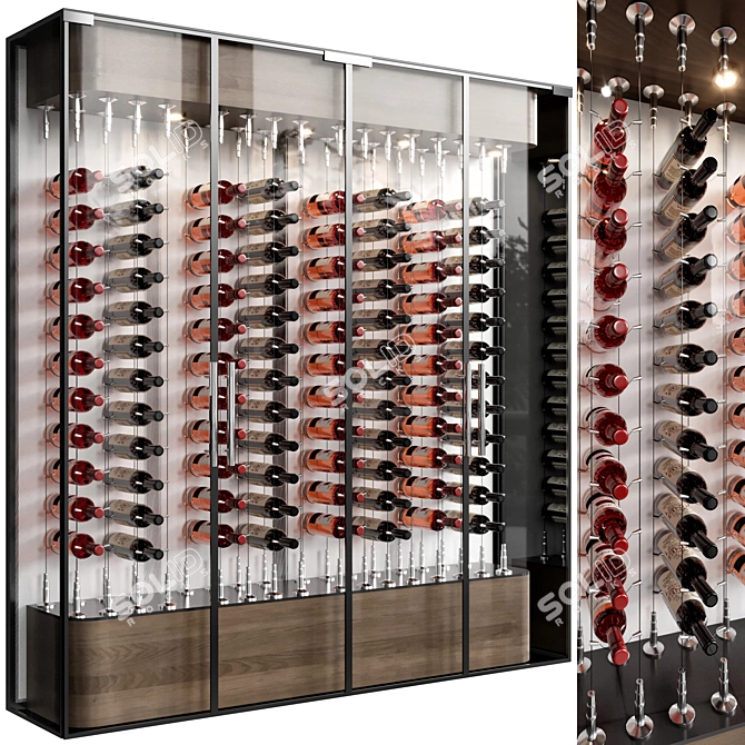 Rustic Wine Cellar With Hanging Bottles 3D model image 1