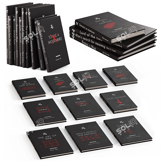 Black Book Set for Decor 3D model image 1