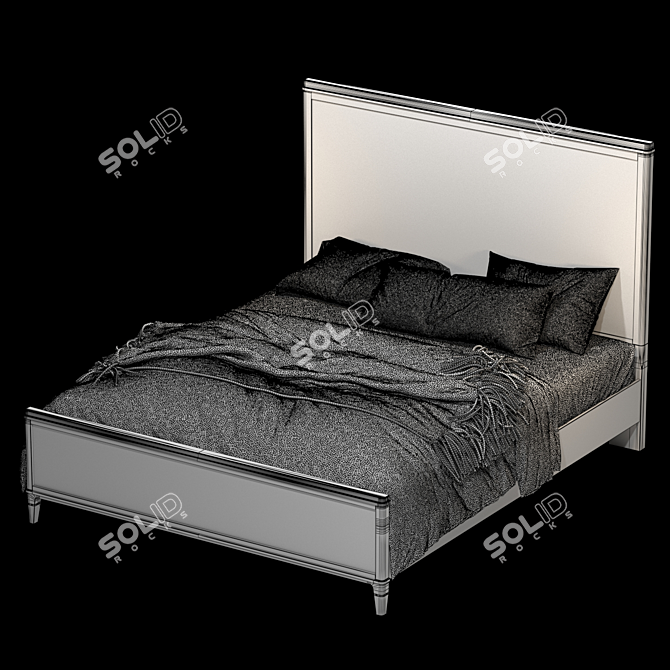 Mauve Solid Wood Low Profile Bed 3D model image 4