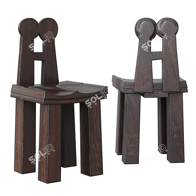 Handcrafted Pine Lacquered Chair 3D model image 1