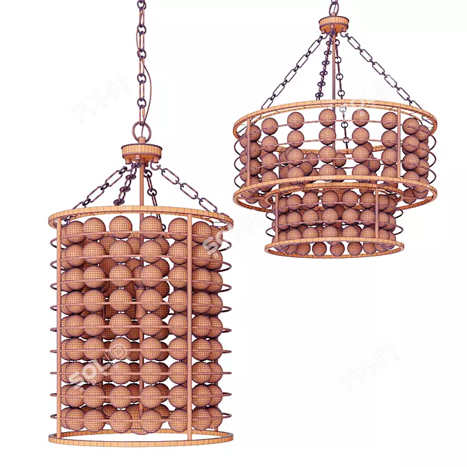 Byron 6-Light Chandelier, 60cm & 40cm 3D model image 4