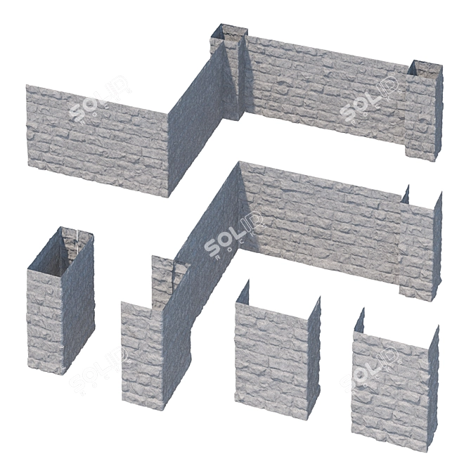 Stone Fence Kit - Travertine 3D model image 6