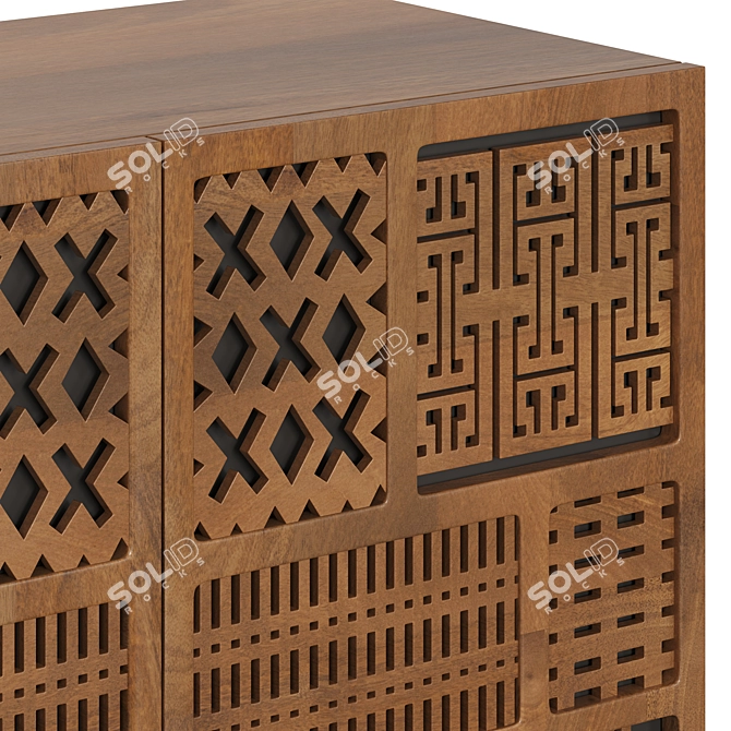 Stylishly Designed Solid Wood Sideboard 3D model image 2