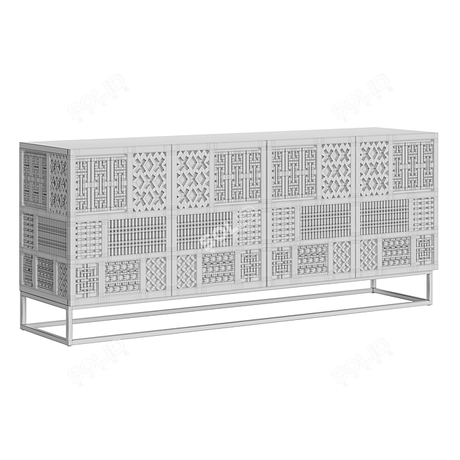 Stylishly Designed Solid Wood Sideboard 3D model image 3