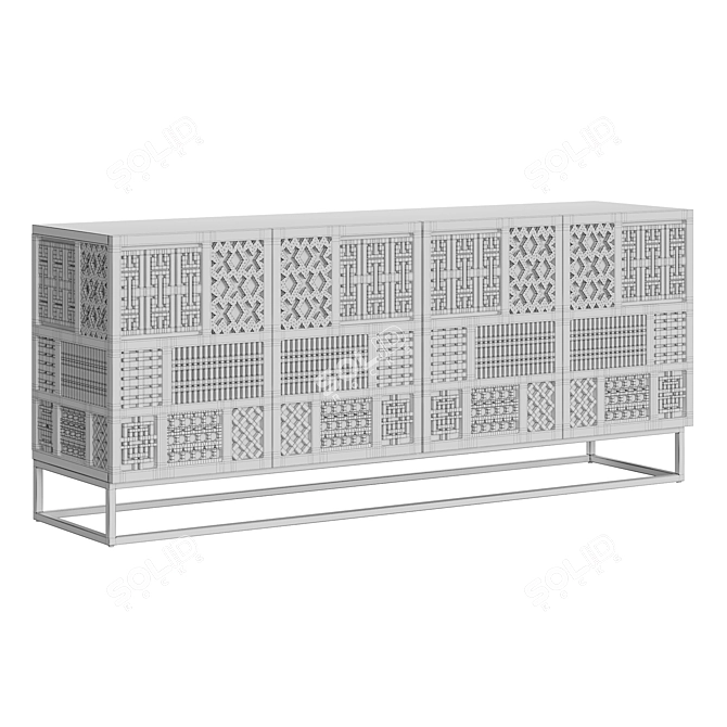 Stylishly Designed Solid Wood Sideboard 3D model image 4