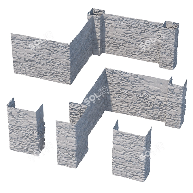 Modular Stone Fence Kit 3D model image 4