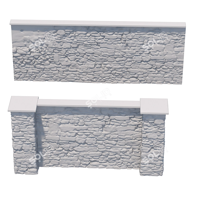 Modular Stone Fence Kit 3D model image 6