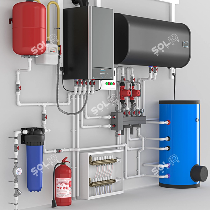 Home Boiler Room Setup Kit 3D model image 2