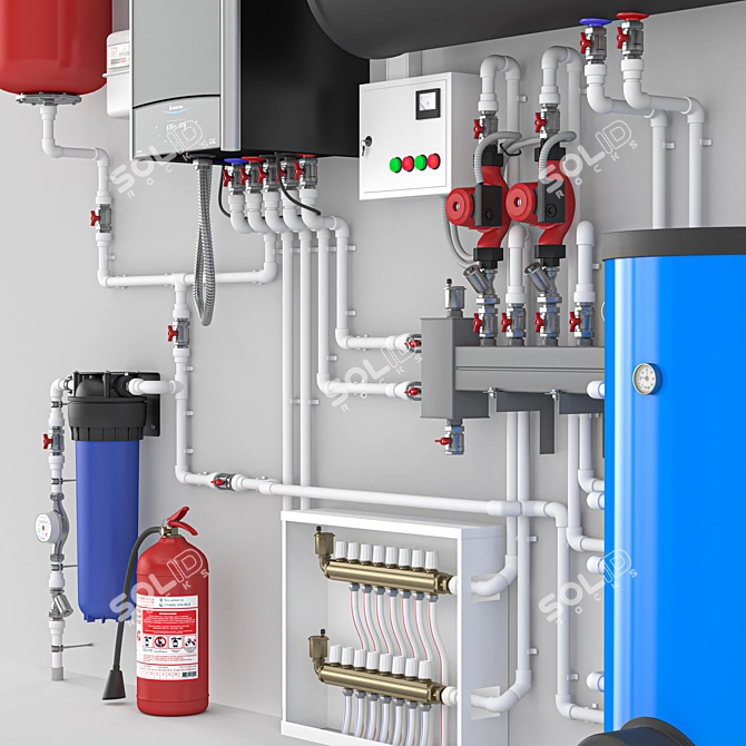 Home Boiler Room Setup Kit 3D model image 3