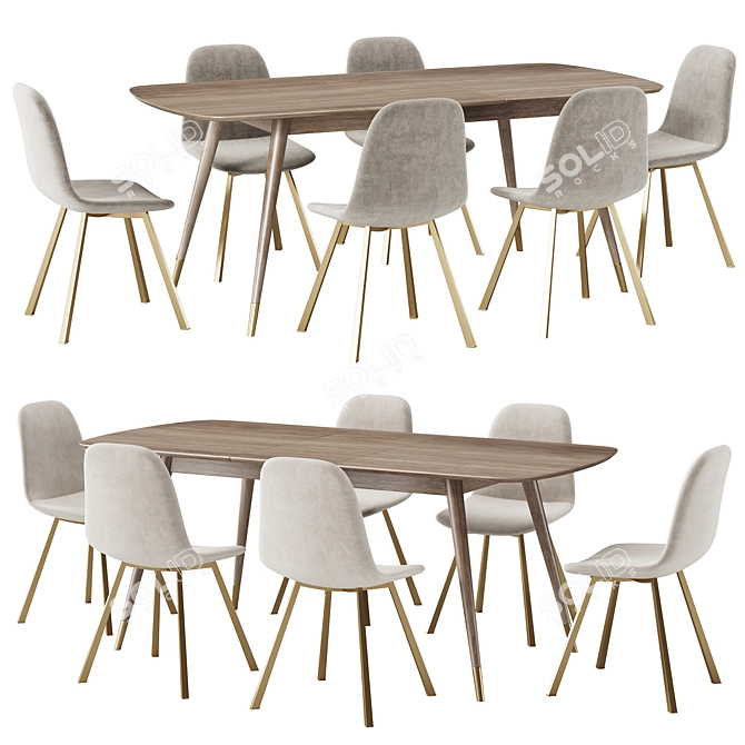 Modern Dining Set Collection: Chair + Table 3D model image 1