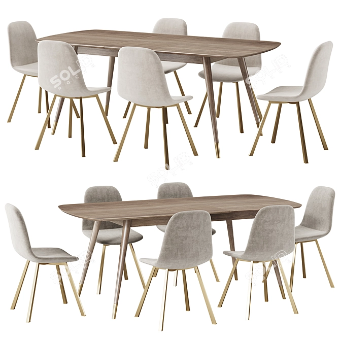 Modern Dining Set Collection: Chair + Table 3D model image 2