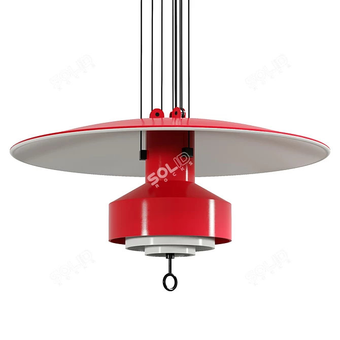 Sleek Metal Pendant Lamp 3D model image 5