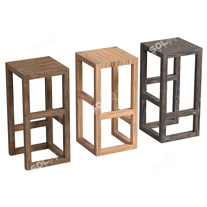 Solid Wood Step Stool Kit 3D model image 1