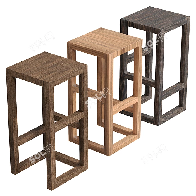 Solid Wood Step Stool Kit 3D model image 5