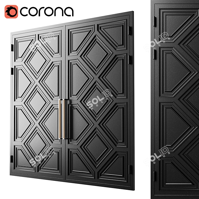 Sleek Modern Black Gate Design 3D model image 1