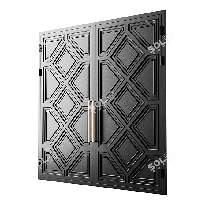 Sleek Modern Black Gate Design 3D model image 2