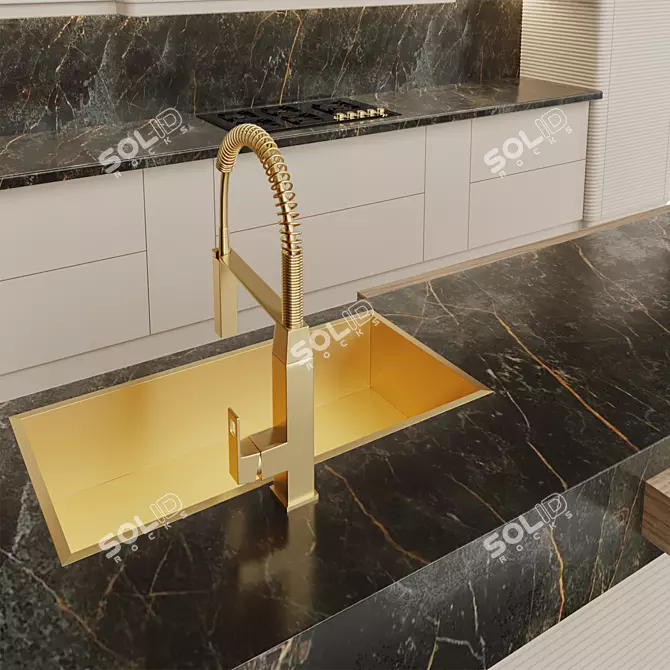 Sleek Modern Kitchen Model 3D model image 2