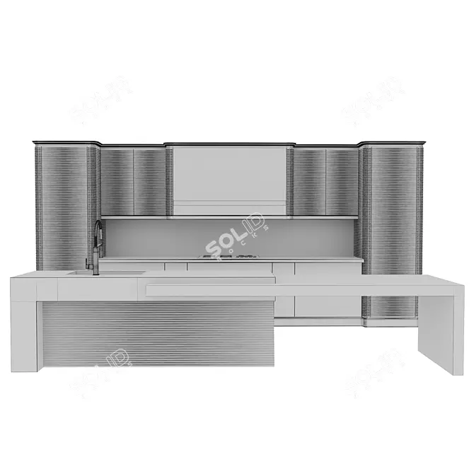 Sleek Modern Kitchen Model 3D model image 4