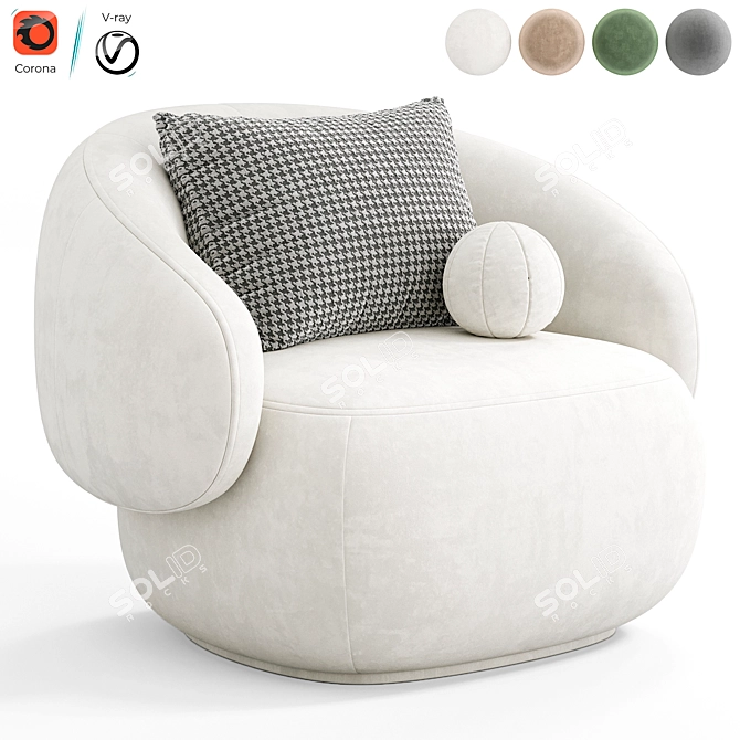 Pacific Upholstered Armchair: Modern Elegance 3D model image 1