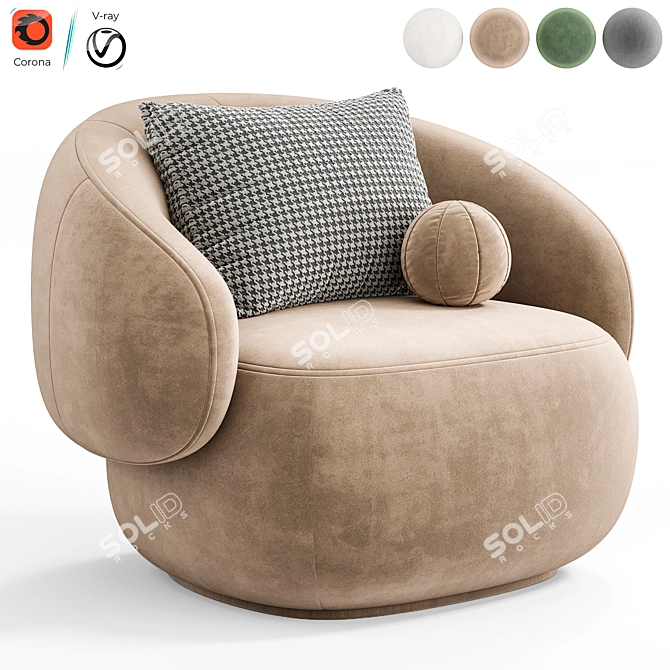 Pacific Upholstered Armchair: Modern Elegance 3D model image 4