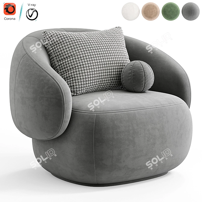 Pacific Upholstered Armchair: Modern Elegance 3D model image 5