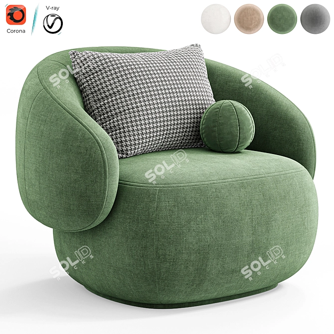 Pacific Upholstered Armchair: Modern Elegance 3D model image 6