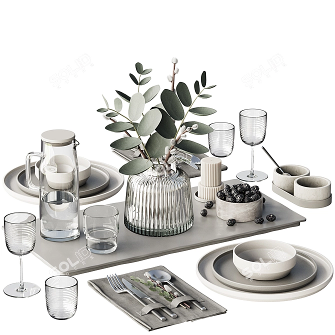 Elegant tableware set with X-Form 3D model image 1