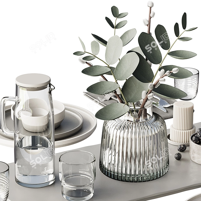 Elegant tableware set with X-Form 3D model image 3