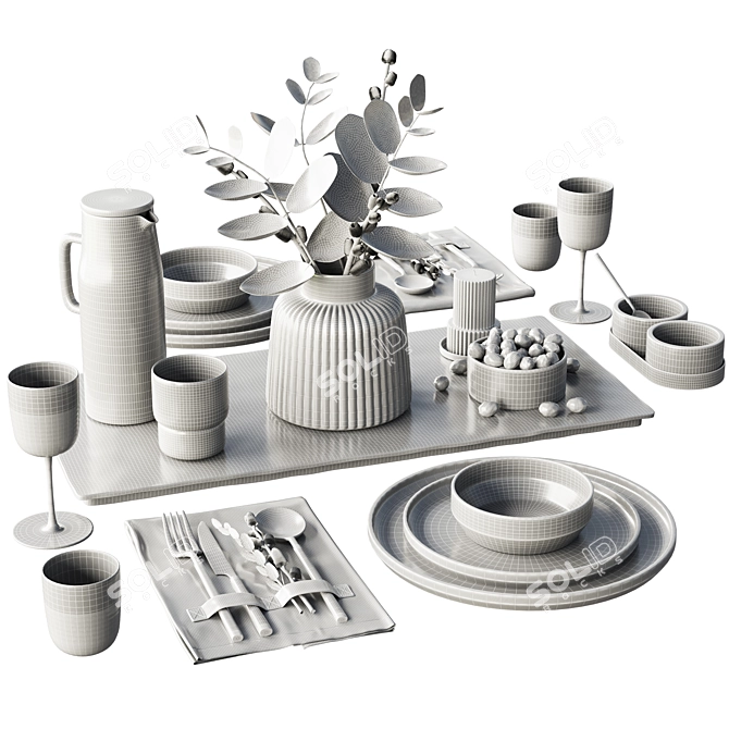 Elegant tableware set with X-Form 3D model image 5