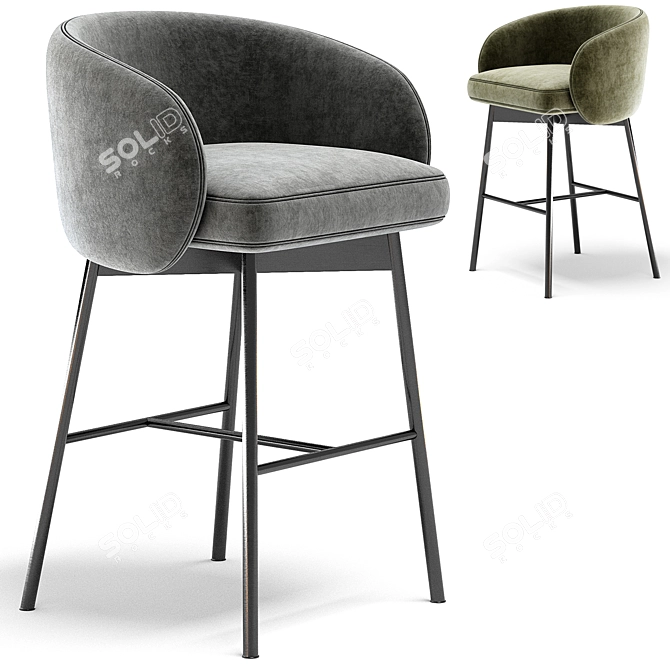 Modern Hug Bar Stools Set 3D model image 1