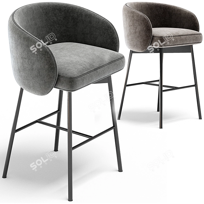 Modern Hug Bar Stools Set 3D model image 3