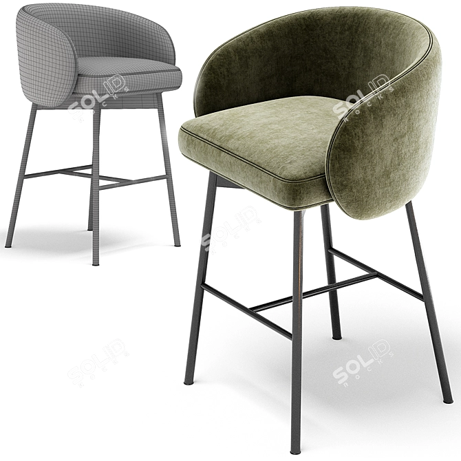 Modern Hug Bar Stools Set 3D model image 4