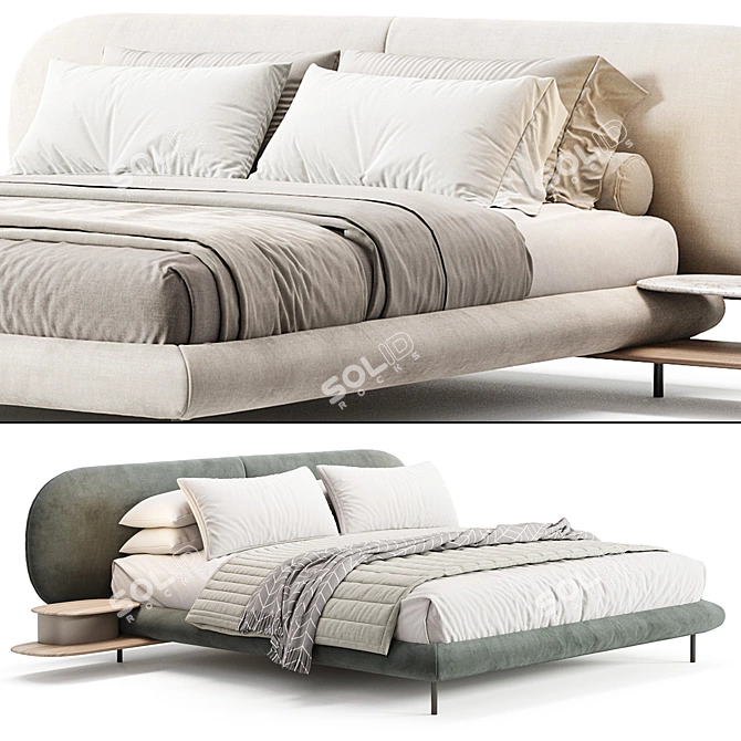 Elegant CALEB Bed Design 3D model image 1