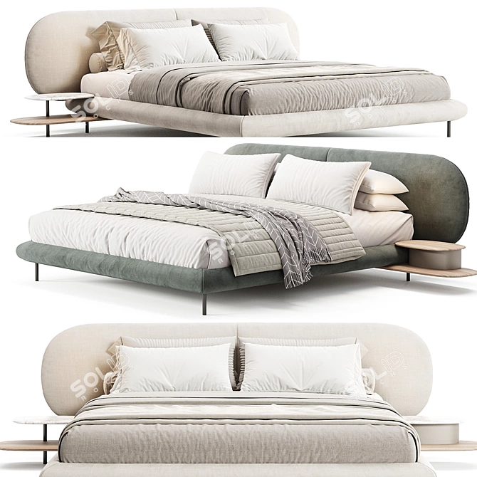 Elegant CALEB Bed Design 3D model image 2