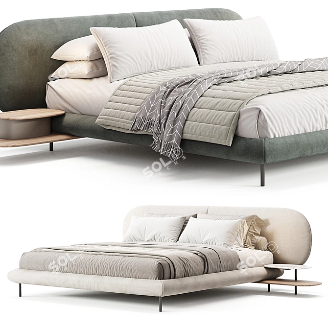 Elegant CALEB Bed Design 3D model image 4