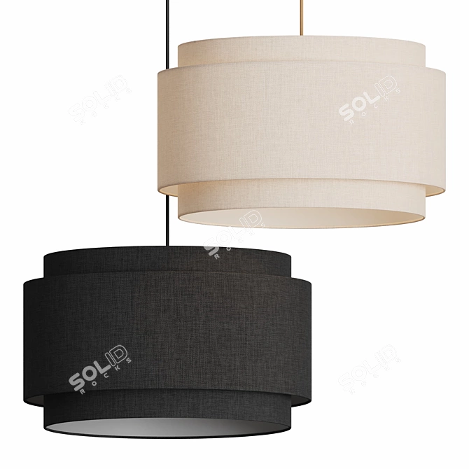 Avery Black Double Drum Pendant 3D model image 1