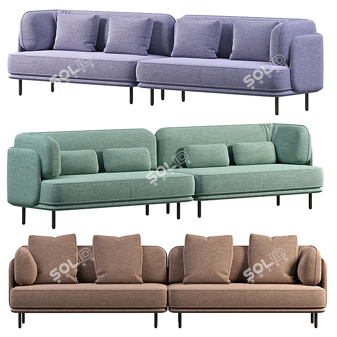 Modern Numbered Modular Seating 3D model image 1