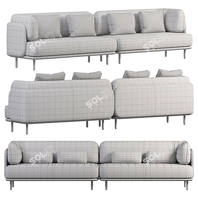 Modern Numbered Modular Seating 3D model image 3