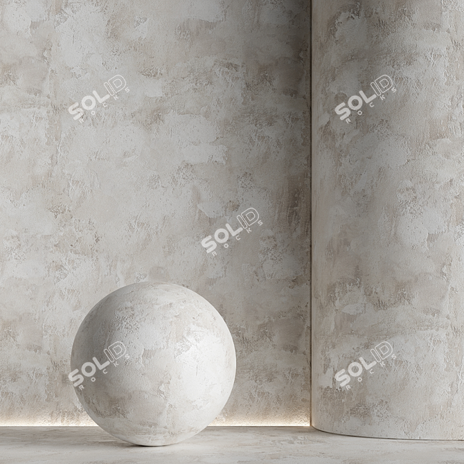 Seamless Decorative Plaster with Reflective Finish 3D model image 1