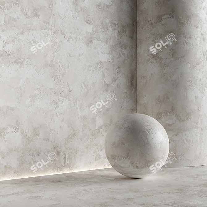 Seamless Decorative Plaster with Reflective Finish 3D model image 2